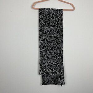Scarf Black Silver Velvet Burnout Rectangle semi Sheer Elegant